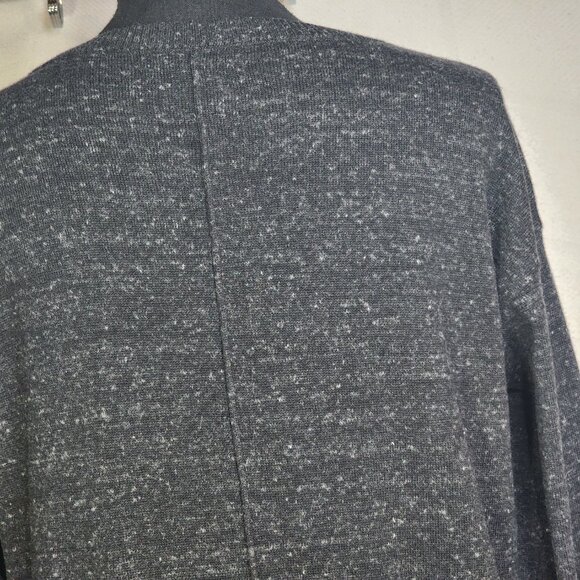Banana Republic Grey Black White Flecks Center Seam Cotton Poly LS Sweater Sz M - Picture 13 of 16